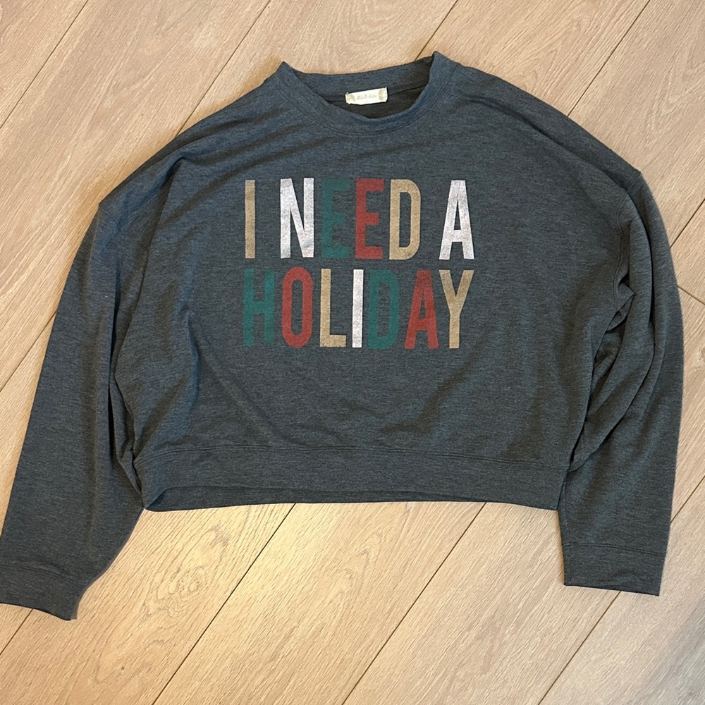 Altar’d State Graphic Cropped holiday Sweatshirt